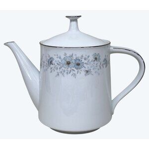 HTF Elegant Noritake China Inverness Blue Floral 6716 Teapot Japan